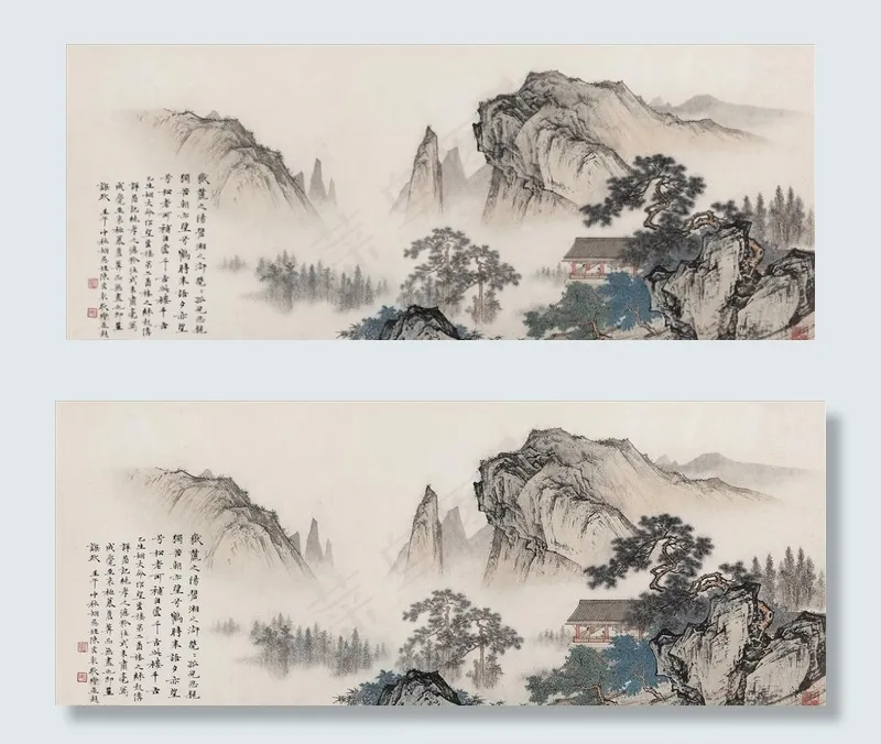 大气中国风水墨山水画图片