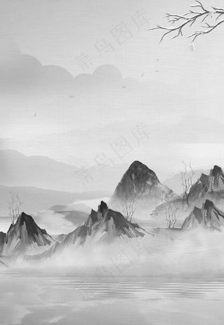 水墨中国风山峰背景设计图片