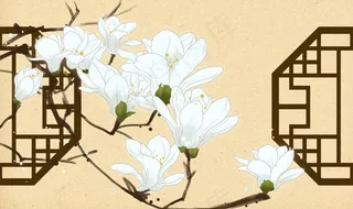 国风复古墙贴墙画壁画背景素材图片