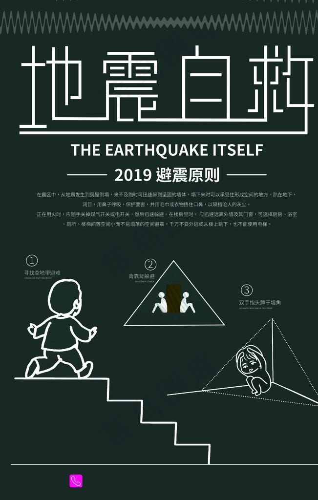 地震自救图片psd模版下载