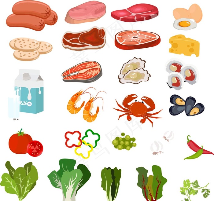 25组新鲜食物设计矢量素材图片