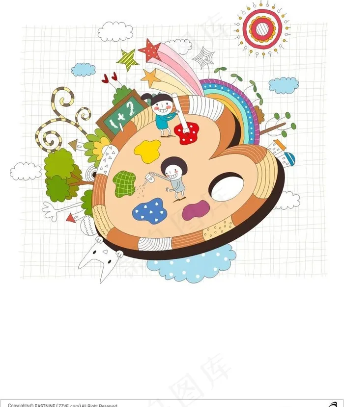 卡通儿童插画图片cdr矢量模版下载