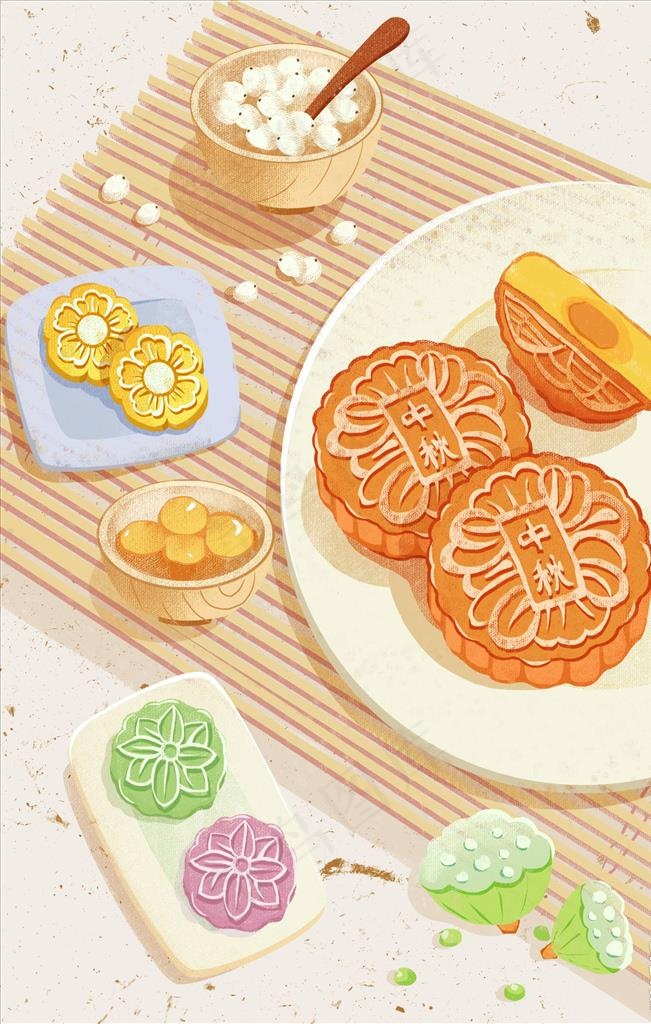中秋插画图片