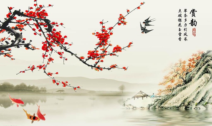 赏韵中式背景墙图片