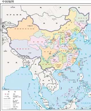 标准中国地图有邻国图片