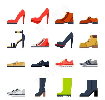 各种扁平化男鞋女鞋矢量素材图片