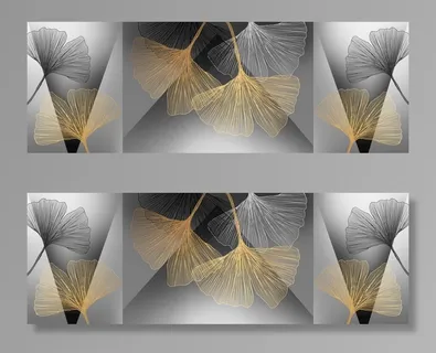 新中式鎏金筋脉银杏树叶子装饰画图片