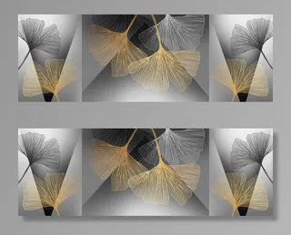 新中式鎏金筋脉银杏树叶子装饰画图片