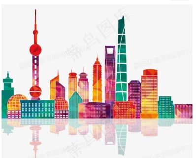 炫彩上海城市建筑剪影图片
