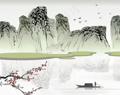 群山江面扁舟图片 群山江面扁舟图片