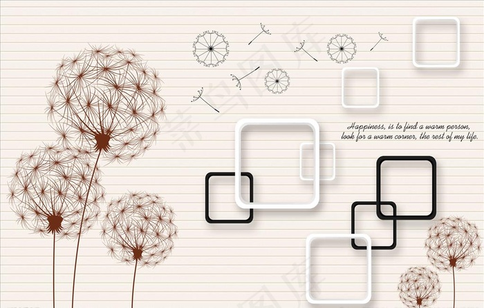 现代简约蒲公英背景墙图片