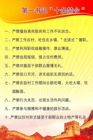 第一书记十大禁令图片
