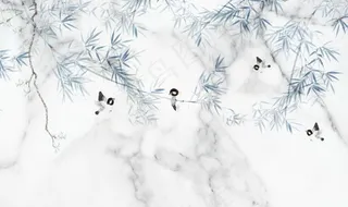 大理石水墨创意玄关屏风电视背景图片