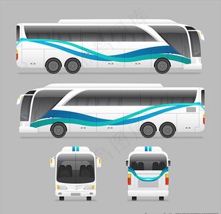 VI蓝色线条装饰大巴图片