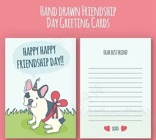 友谊日贺卡与手绘狗图片
