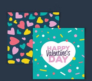 彩色情人节爱心卡片正反面图片