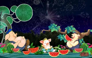 猪八戒吃西瓜图片