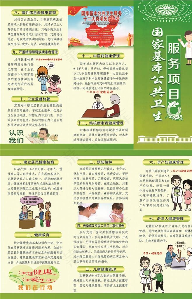 国家基本公共卫生服务项目三折页图片(3437X2551(DPI:300))psd模版下载