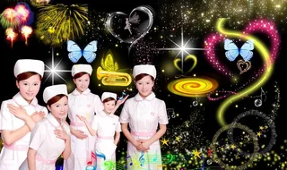 美女护士烟花音符心蝴蝶图片