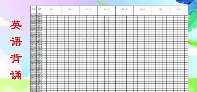 英文背诵 校园展板 展板图片