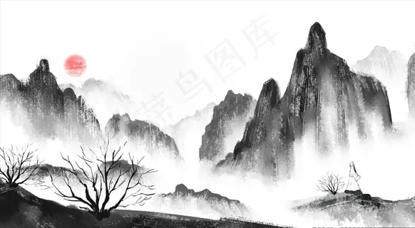 水墨山水艺术画图片