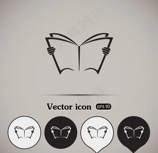简洁读书标志矢量图图片