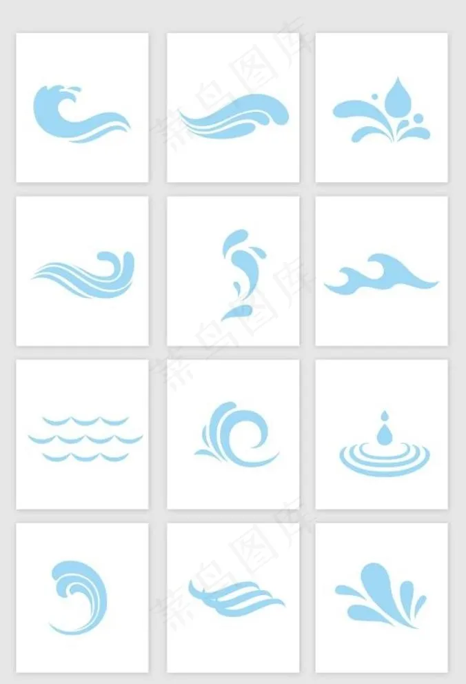 浪花图标图片ai矢量模版下载