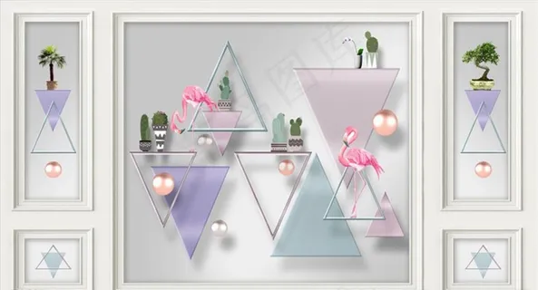 几何 三角形 珠子 背景墙图片