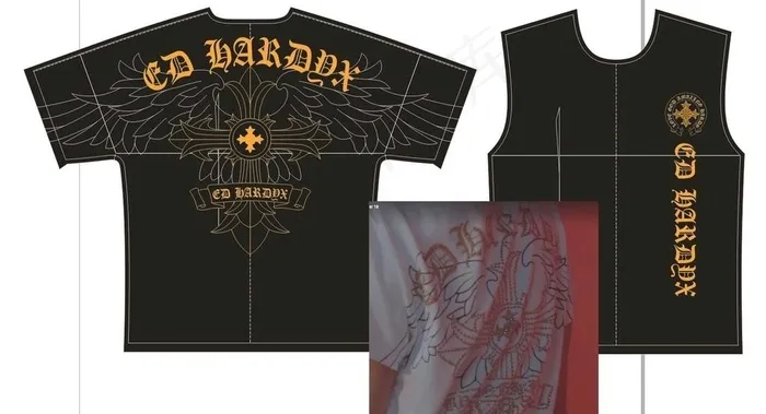 大牌PP 男装 熊 印花 T恤图片cdr矢量模版下载