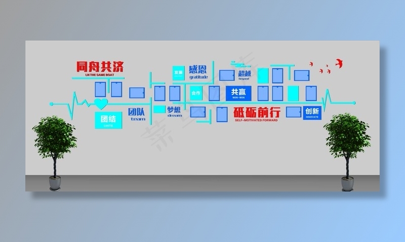 企业文化墙图片(8000X8000)cdr矢量模版下载