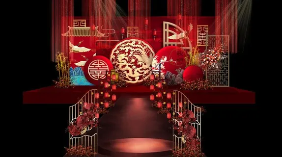 中式婚礼主舞台效果图图片 中式婚礼主舞台效果图图片