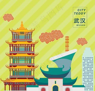 武汉武汉矢量建筑插画图片