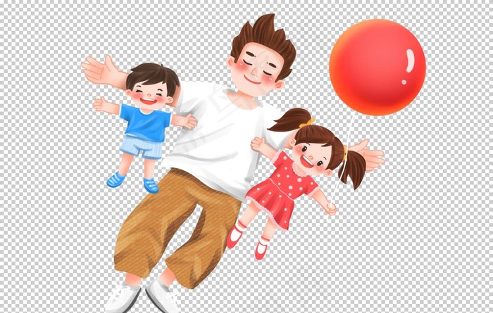 父亲节卡通亲子插画png素材图片