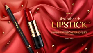 红色底纹口红海报图片