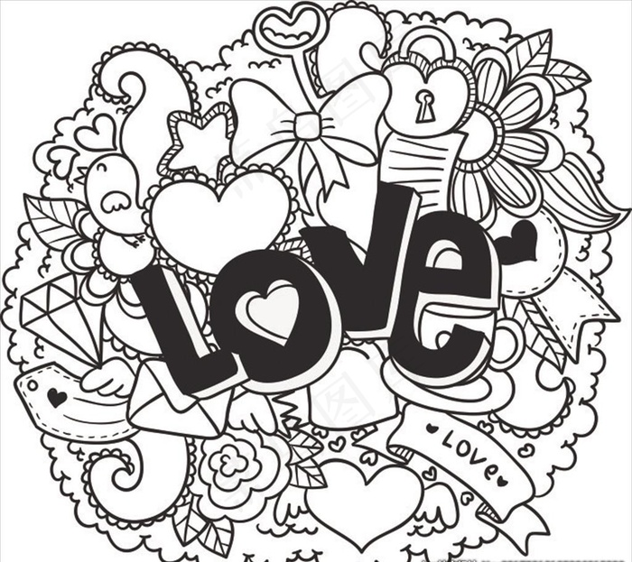 情人节 love 爱情元素图片cdr矢量模版下载