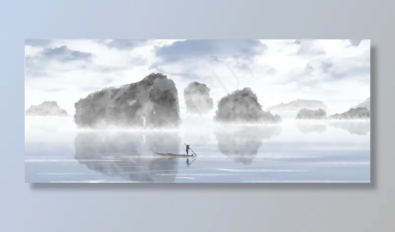 水墨山水图片(4501X2008(DPI:300))psd模版下载