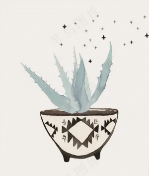 北欧小清新水彩植物图片