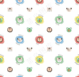 无缝花纹 动物卡通图片
