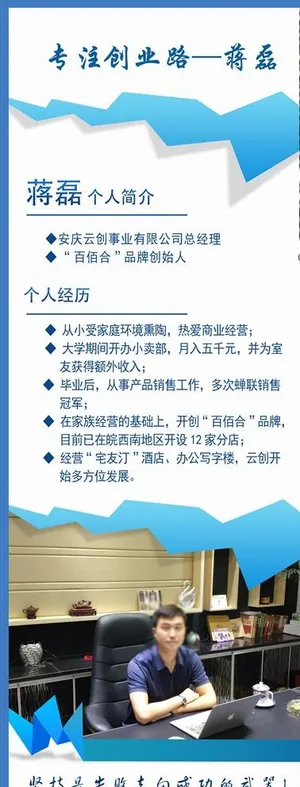 蓝色简约人物介绍展板图片