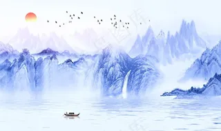 新中式山水背景图片