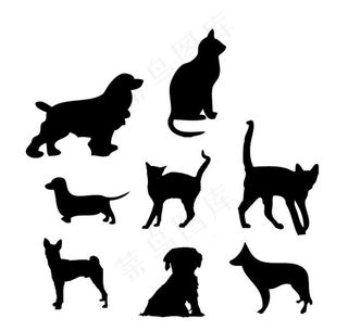 猫狗剪影图片
