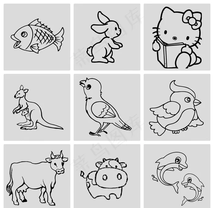 动物简笔画 线条图图片