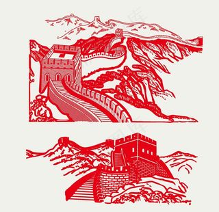 长城线稿图片