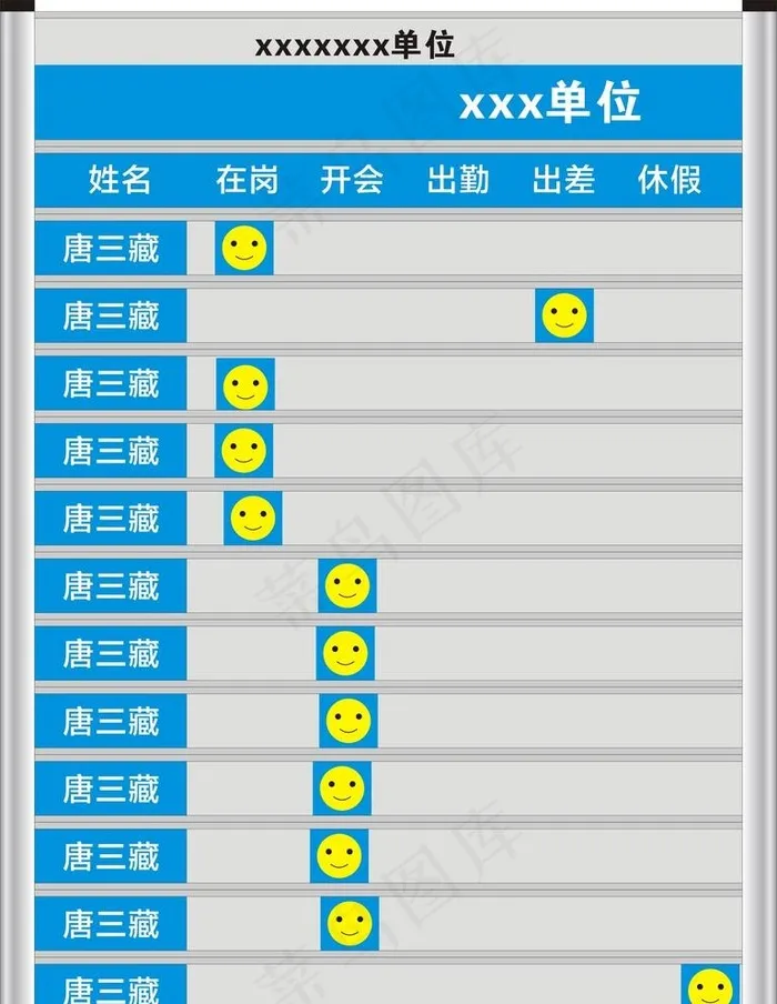 在岗人员状态栏图片cdr矢量模版下载