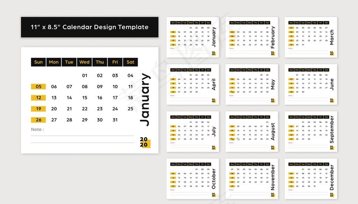 2020年日历图片eps,ai矢量模版下载
