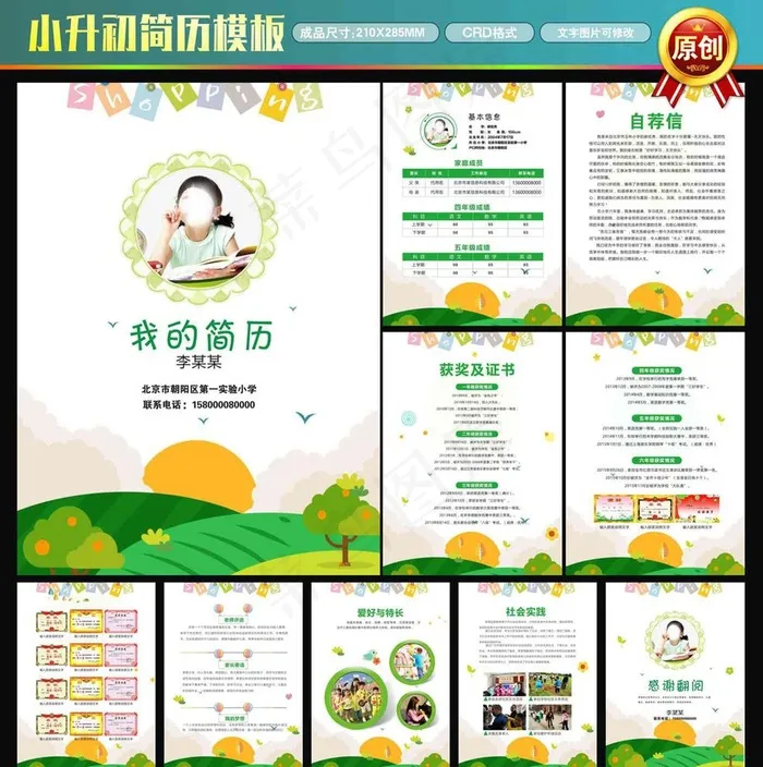 小升初简历图片cdr矢量模版下载
