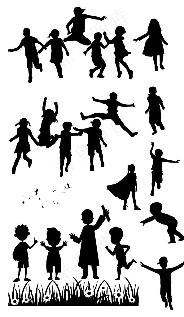 儿童卡通剪影图片
