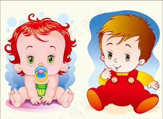 矢量卡通婴儿童形象插画设计图片
