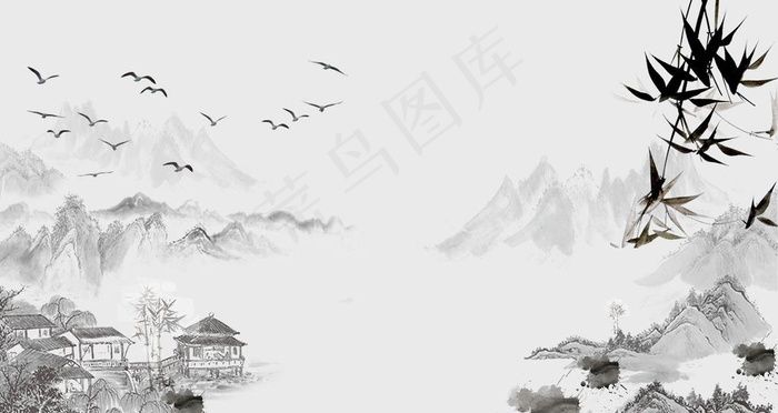 古风山水画海报图片(1200X675(DPI:762))psd模版下载