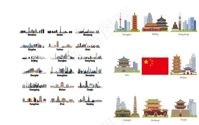 建筑图片ai矢量模版下载